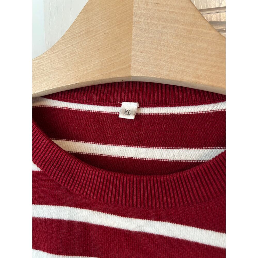 Maroon and White Striped Top and Skirt Set Stretchy Soft XL - Picture 2 of 5